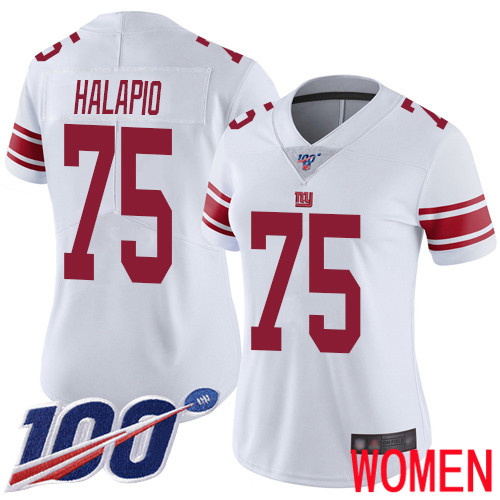 Women New York Giants #75 Jon Halapio White Vapor Untouchable Limited Player 100th Season Football NFL Jersey->youth nfl jersey->Youth Jersey